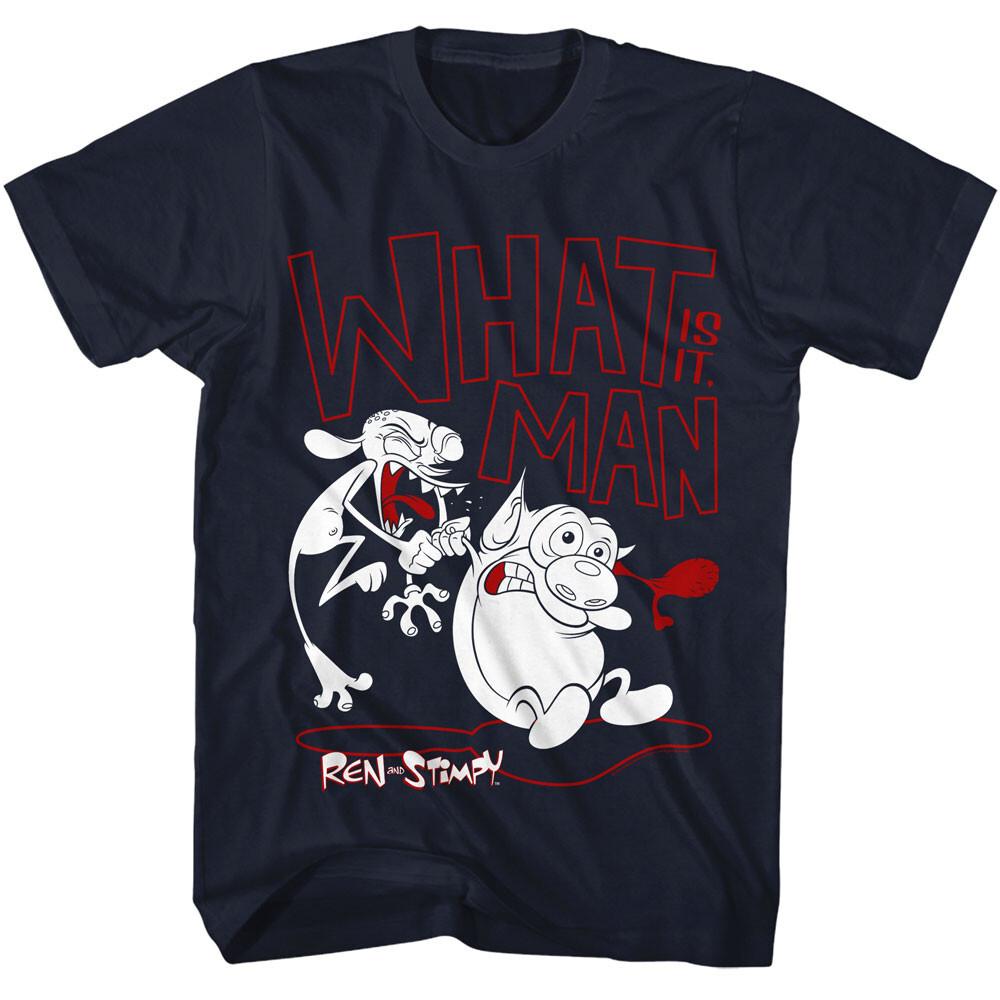Ren & Stimpy Cartoon Ren Yelling At Stimpy WHAT IS IT MAN Men s T Shirt S