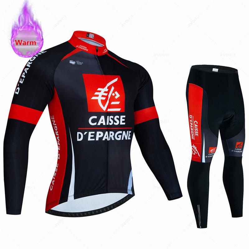 2026 Caisse D'Épargne Winter Thermal Fleece Cycling Jersey Set Team Bike Suit Mountian Bicycle Clothing Ropa Maillot Ciclismo Hombre