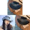 Denim Fisherman Hat With Logo Patch For Casual Outdoor Wear Men Women