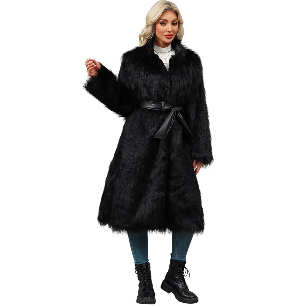 Women's loose-fitting plain-colored trench coat