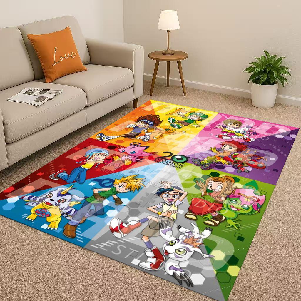 3D Cartoon Digimon Adventure Angemon Living Room Non Slip Area Rug Soft Carpet for Bedroom Sofa,Easy Clean Home Doormat Playmat