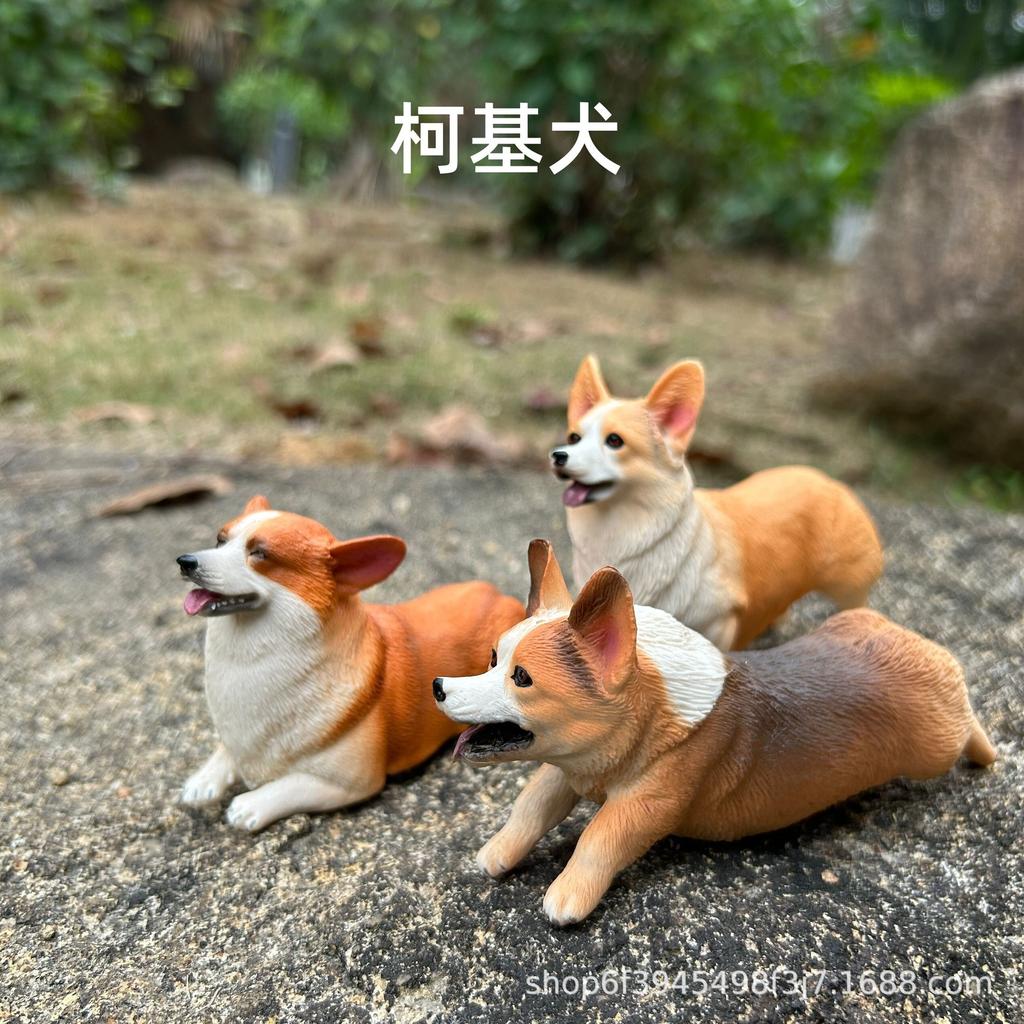 Cute Miniature Animal Model of Solid Welsh Corgi Dog with Short Legs, Lifelike Corgi Figurine for Home Decoration