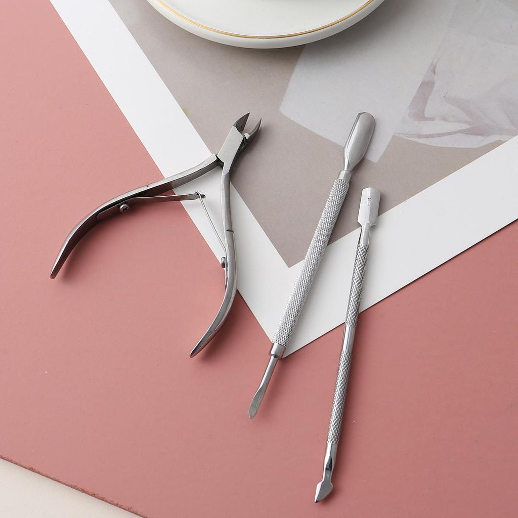 3pcs Nail Cuticle Nipper Scissors Stainless Steel Rainbow Tweezer Clipper Dead Skin Remover Scissor Plier Pusher Tool