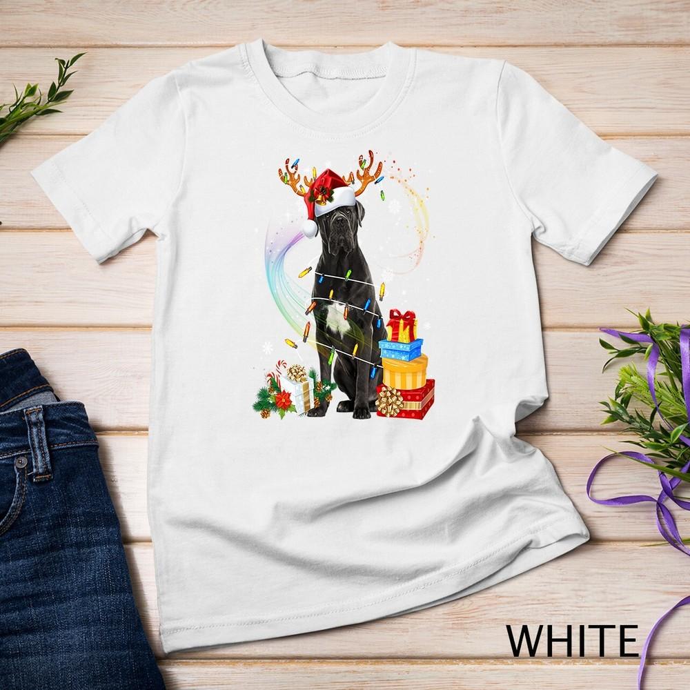 

Cane Corso Dog Christmas Reindeer Santa Lights Dogs Xmas Unisex T-shirt S