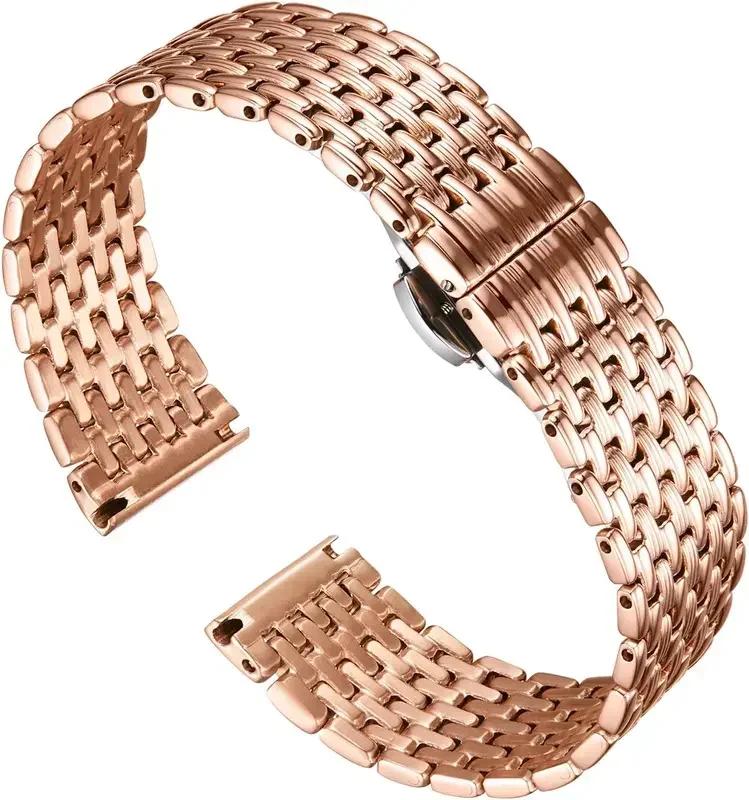 Nerezový řemínek na hodinky pro OB DW Longines L4 Pohodlný k nošení Dvojitá překlápěcí spona Řemínek na hodinky 14mm 16 18 20mm