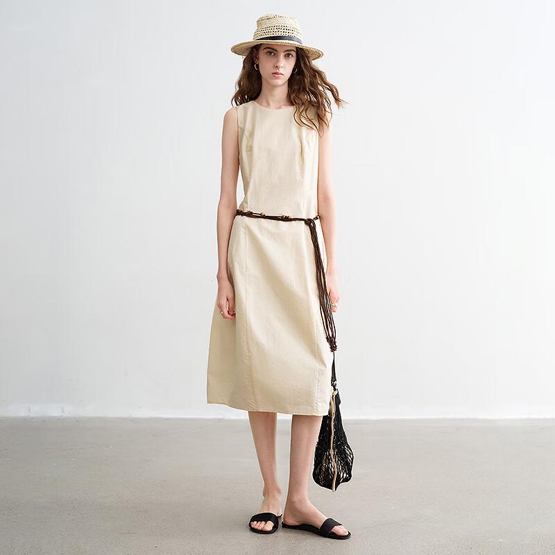 Chuyu Women's Wrinkled Texture Cinch-Waist Mid-Length Dress