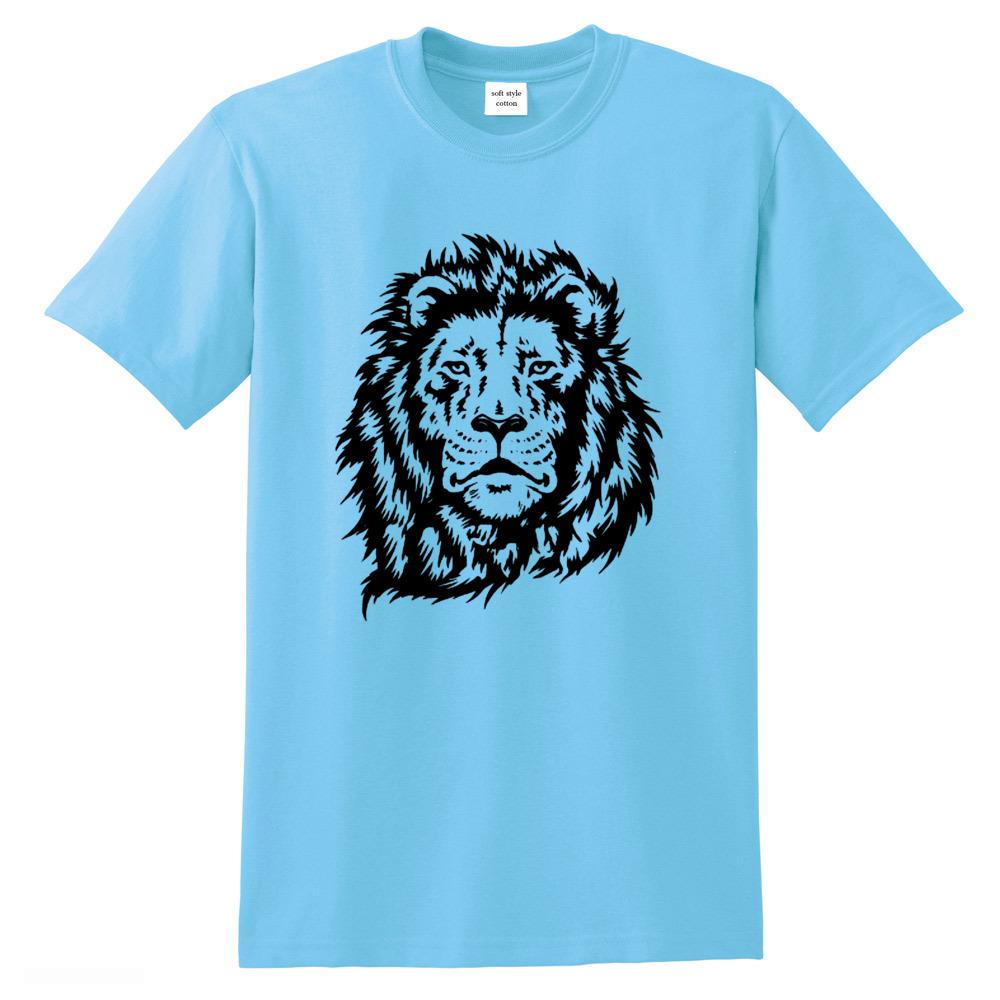 Lion print cool men t shirt mens 100 cotton short sleeve casual loose style tshirt oneck tshirt male man tee shirts
