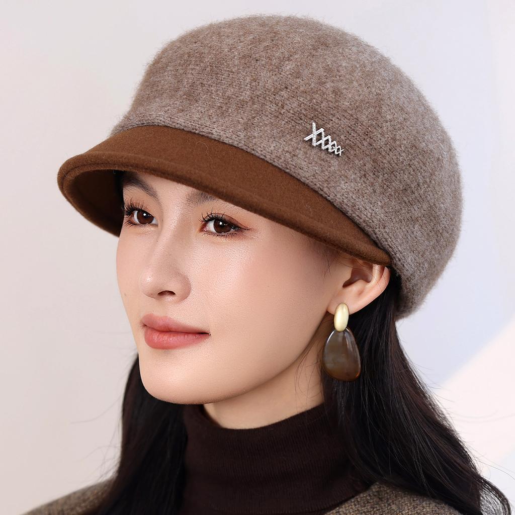 In The Elderly Hat Women's Autumn and Winter New Knitted Warm Cap Beret Mother Hat
