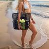 Mesh beach bag, women's shoulder tote bag, large capacity foldable mesh swim bag with pocket.-zmt