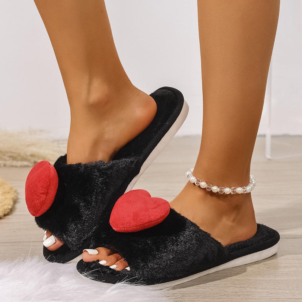 Fashion Love Fluffy Women's Slippers Home Winter Plush Luxury Designer Wholesale Woman Shoes Indoor Footwear Casual Fuzzy Fur Slides