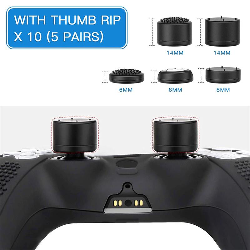 1Set Anti-Slip Soft Silicone Protective Cover Case With 10 Thumb Grip Caps For PS5 Controller Skin Accessories