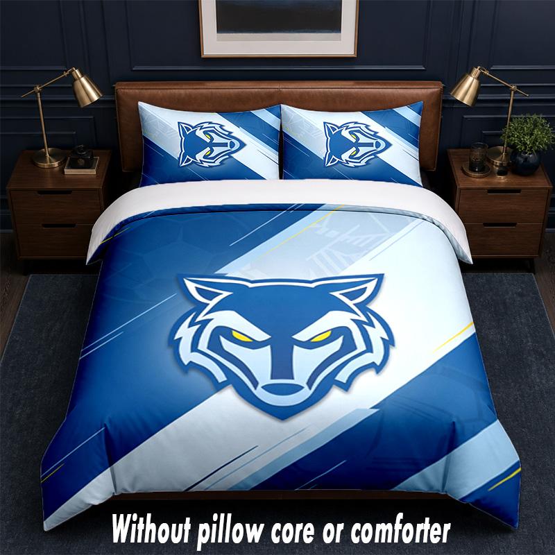 Warrington Wolves Design Bed Bedding Set 1 Duvet Cover + 2 Pillowcases Soft Breathable Household Bed Linens