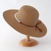 Beach Hat with Imitation Pearl Accents Full Face Sun Protection Flat Top Large Brim UV Blocking Summer Straw Hat