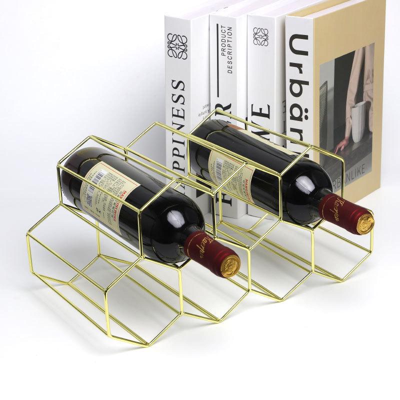 Nordic Black Iron Twotier Wine Holder With Seven Slots For Home Bar Organization