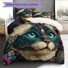 Biancheria da letto con motivo gatto Ragdoll Decorazione per la casa Regalo di compleanno (1 * copripiumino + 2 * federa, senza nucleo)