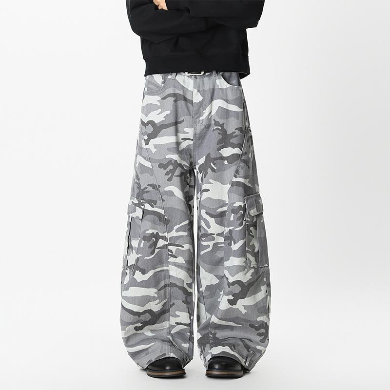 Camouflage Work Pants Men's Autumn Wide Leg Pants Retro Loose Casual Pants