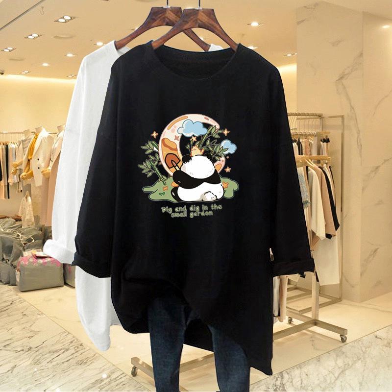 

Женская хлопковая рубашка свободного кроя в европейском стиле с длинным рукавом - 2024 Осень Миди, закрывающая бедра, Универсальный топ S