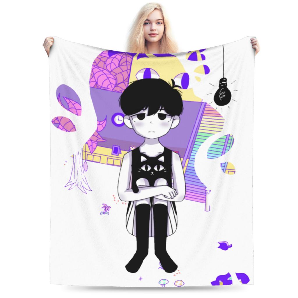 Omori Sad Boy Video Game Blanket Flannel Autumn/Winter Horror Multifunction Super Soft Throw Blanket for Sofa Car Bedspread
