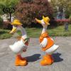 Resin Duck Family Garden Figure Porch Goose Statues, Funny Farm Fence Decor, Decor Outdoor Animal Sculptures & Perfect for Home Stairs, Farm,
