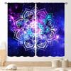 Gradient Mandala Flower Purple Blue Starry Galaxy Blackout Rod Pocket Curtain Boho Mystic Elegant Bedroom Rest Bay Window