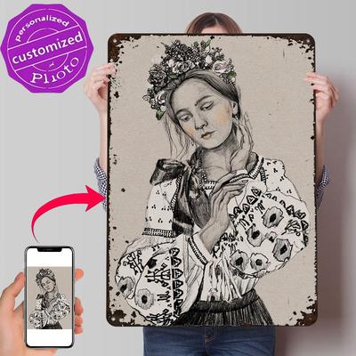 Ukrainian Woman Personalized D Textured Metal Poster Wall Art Vintage Tin Signs for Wand Deko Gaming Room Decoration Items Home