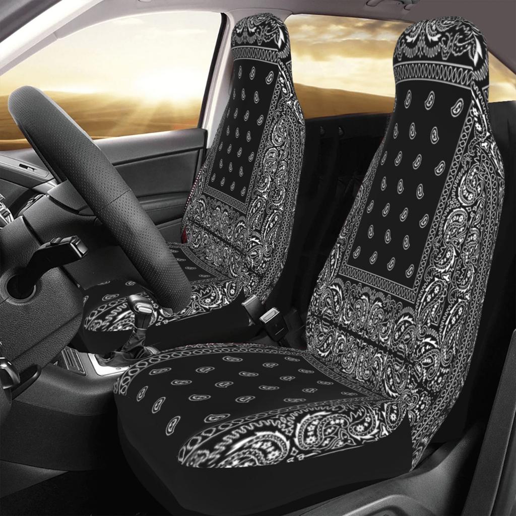 Ethnic Bohemia Style Paisley Bandana Print Car Seat Covers for Women Man Universal Auto Front Seats Protector Fits for Car SUV