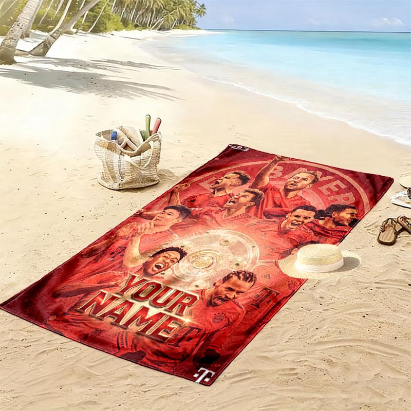 Benutzerdefiniertes FC Bayern München Druck Strandtuch, Großes Weiches Schnelltrocknendes Handtuch für Strand Camping Schwimmen