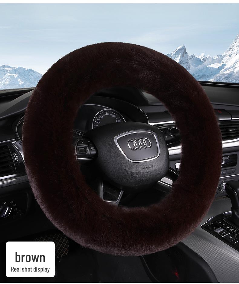 New Style Winter Plush Steering Wheel Cover - Warm, Non-Slip, Rabbit Wool