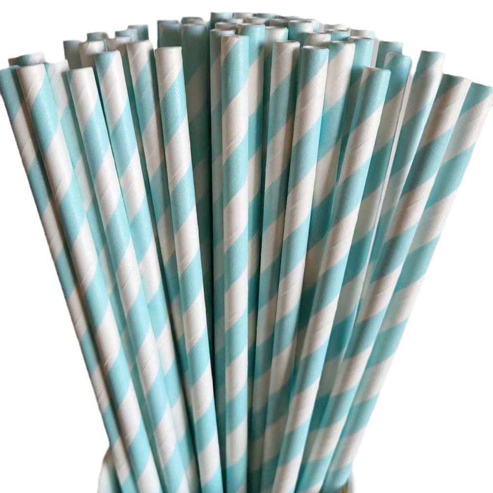 Individually Wrapped Biodegradable Striped Paper Straws
