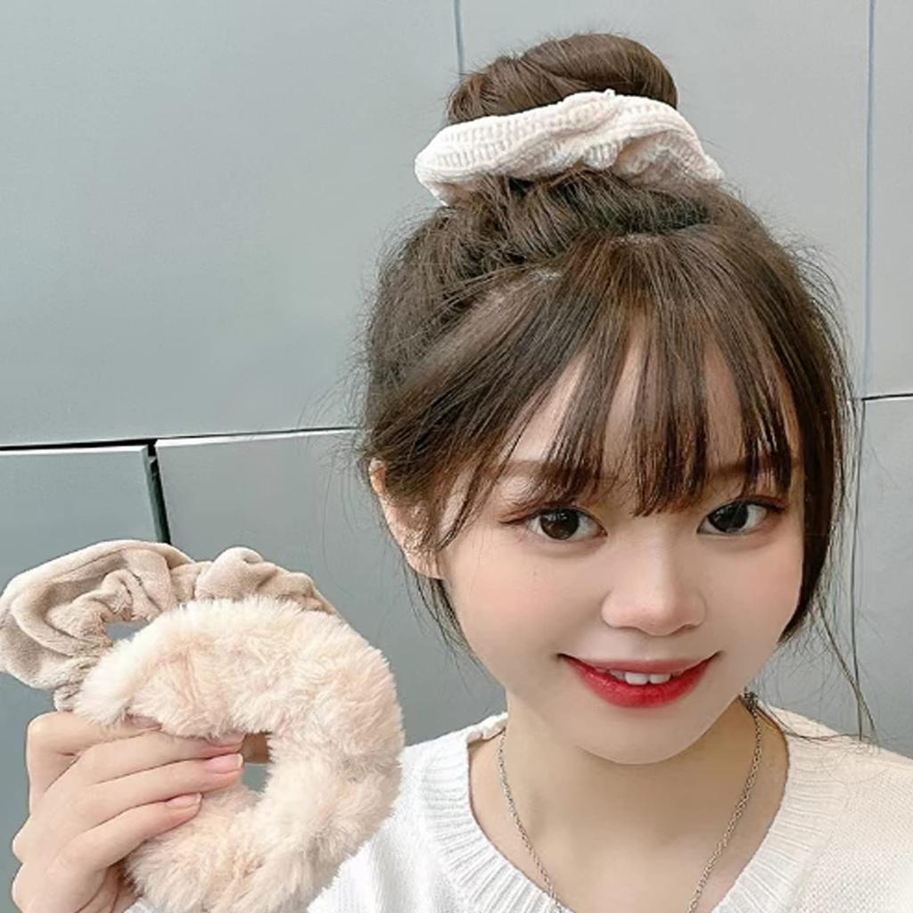 HAPVITAL of Hair Hair Hair Adult Faux Rabbit Fur Elastic Hair Fluffy Ponytail Holders for Women or Gift (Set 7) Accessories, Ties, Scrunchies, Bands,