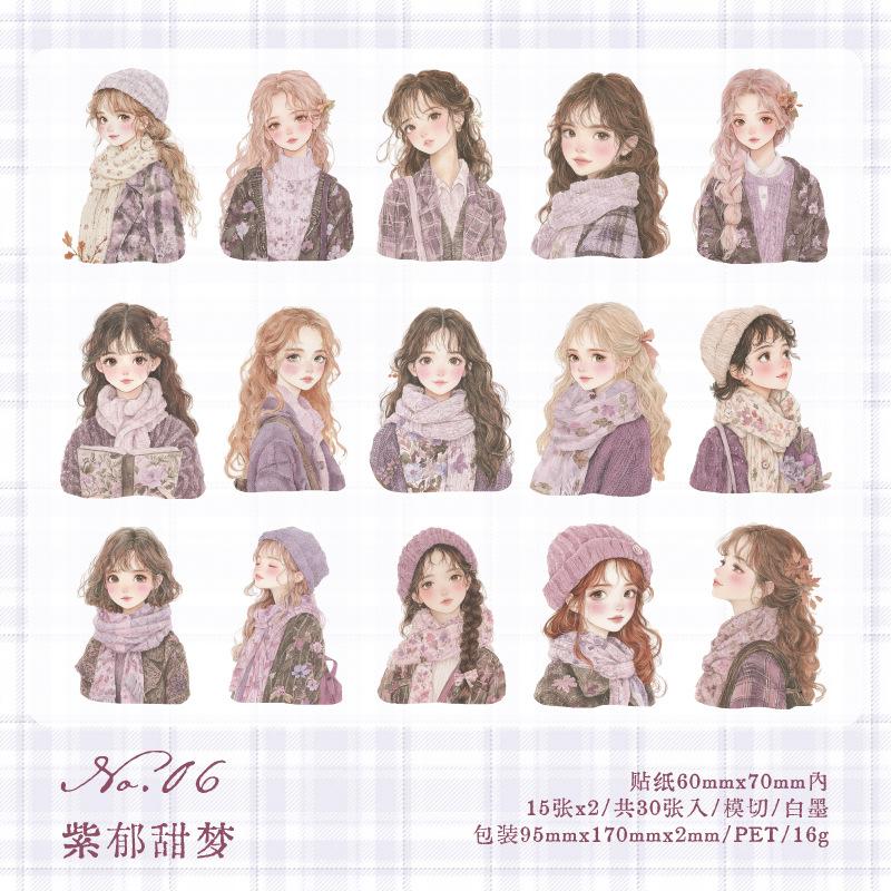 

15Pcs Set Sweet Girl Stickers Candy Color Outfit Removable Adhesive Laptop Tablet Decor Decals