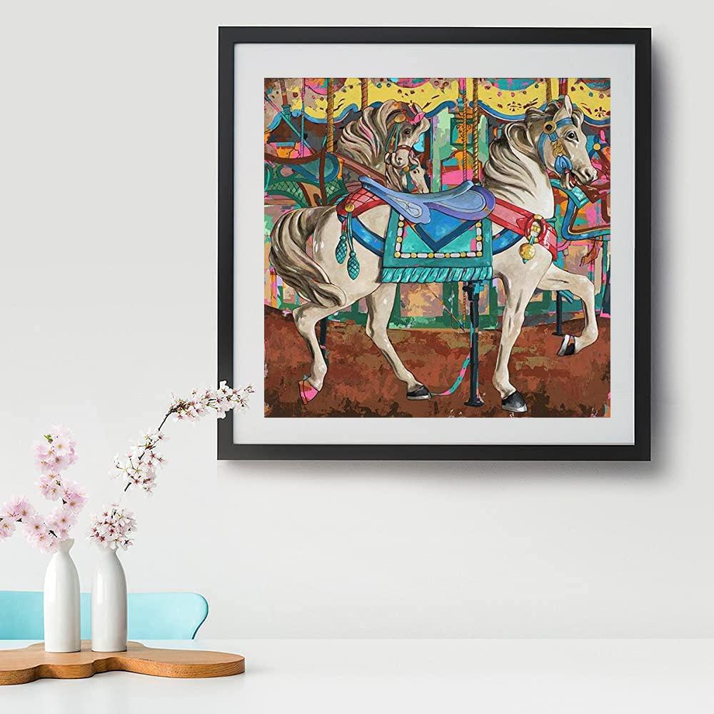 

DIY алмазная живопись две лошади комплект для вышивки крестом мозаика искусство алмазная живопись полный круг/квадратный алмаз украшение дома Round 30x30cm