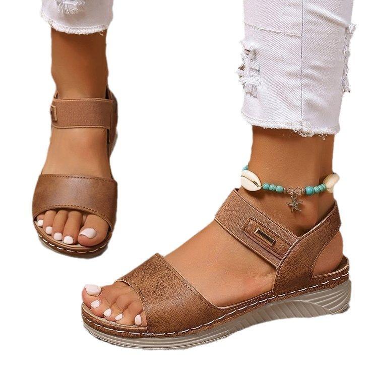 Flat Sandals Women's Summer Retro Comfortable Word with Casual Sandals Women
