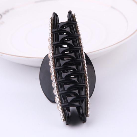 Elegant Women Rhinestone Faux Pearl Hair Claw Hairpin Ponytail Holder Accessory