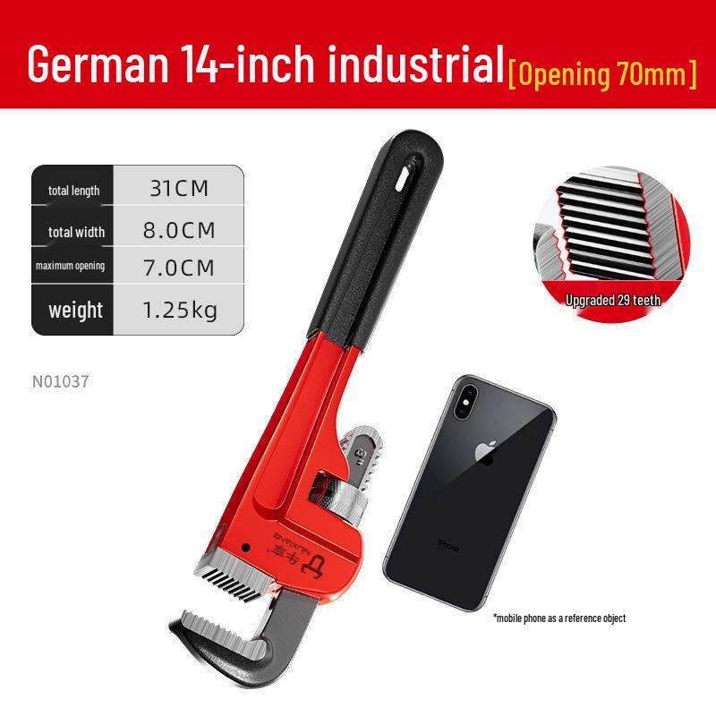 German Style Heavy Duty Pipe Wrench and Universal Water Pump Pliers – Large Opening, High Hardness for Plumbing Installation