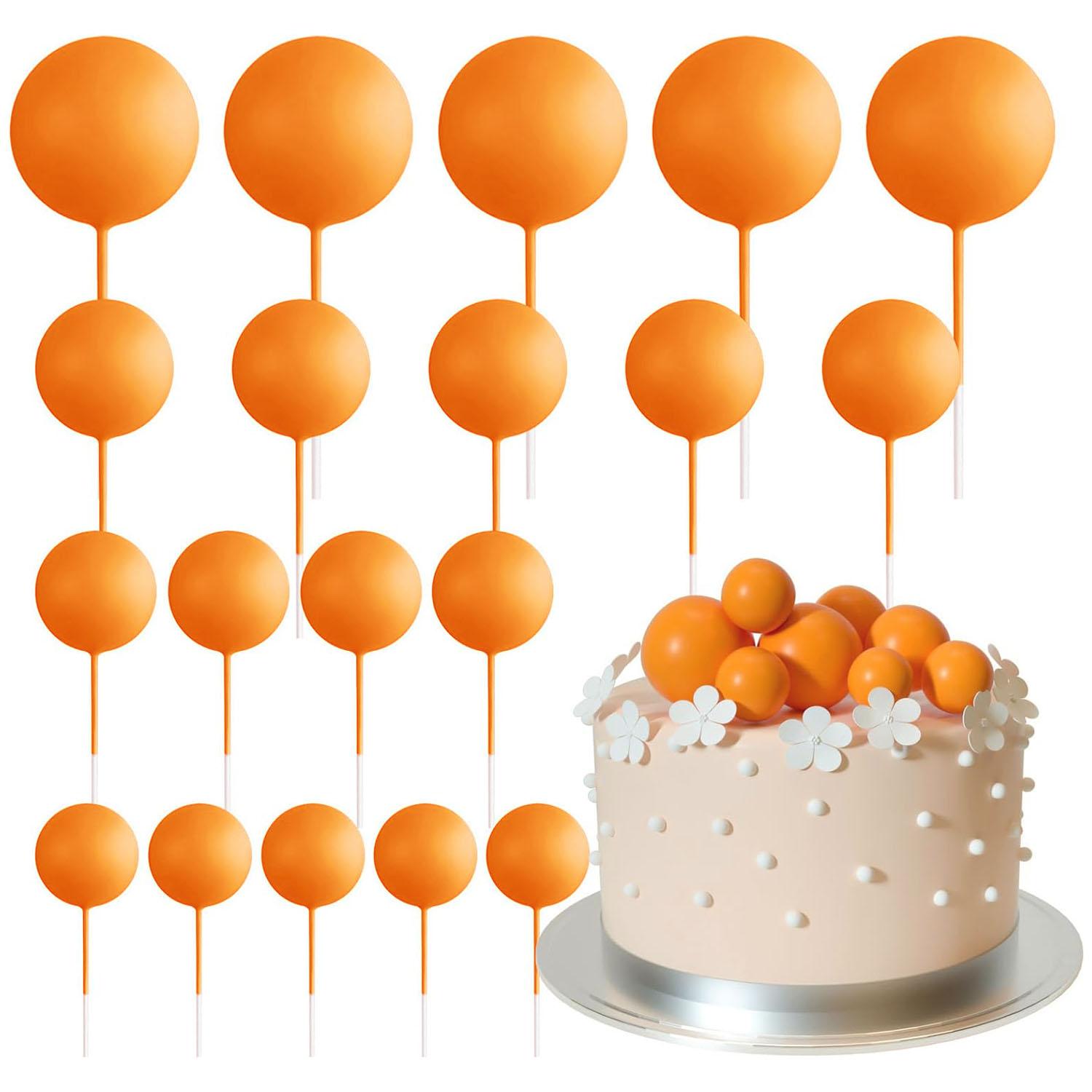 

20 Pcs Ball Cake Topper Decorations Mini Balloons Cake Topper Sticks Orange Balls for Wedding Birthday Aniversary Cake Decoratio помаранчевий