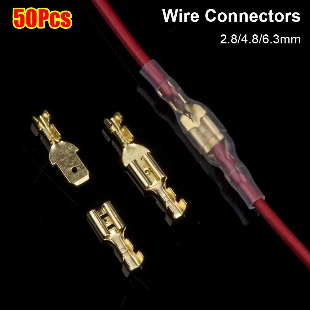 50Pcs Female/Male Wire Connectors 2.8/4.8/6.3mm Crimp Terminals Durable Spade Terminals