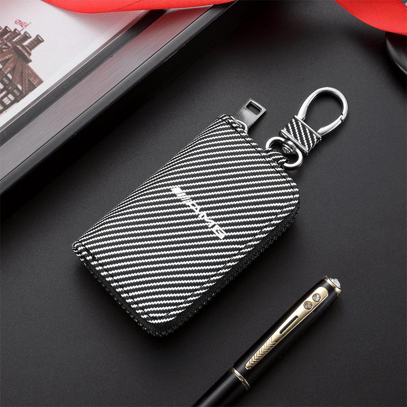 

Carbon Fiber Car Key Zipper Bag Gift Badge Keys Case For Mercedes Benz AMG W204 W205 W203 W211 W212 W213 W201 W210 W124 W126 GLE