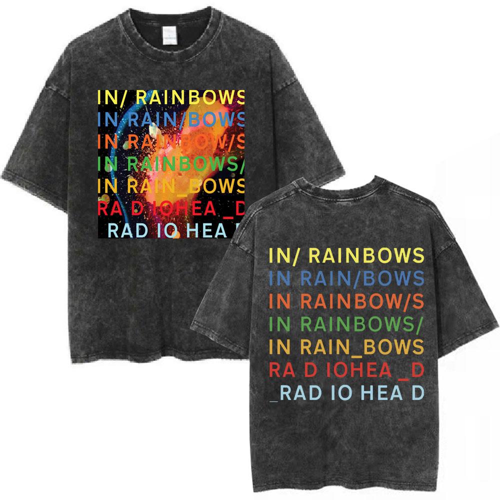 

Rock Band Radiohead Return To The Road European Tour Vintage Washed Summer T Shirts Men s Women Fashion T-shirts S