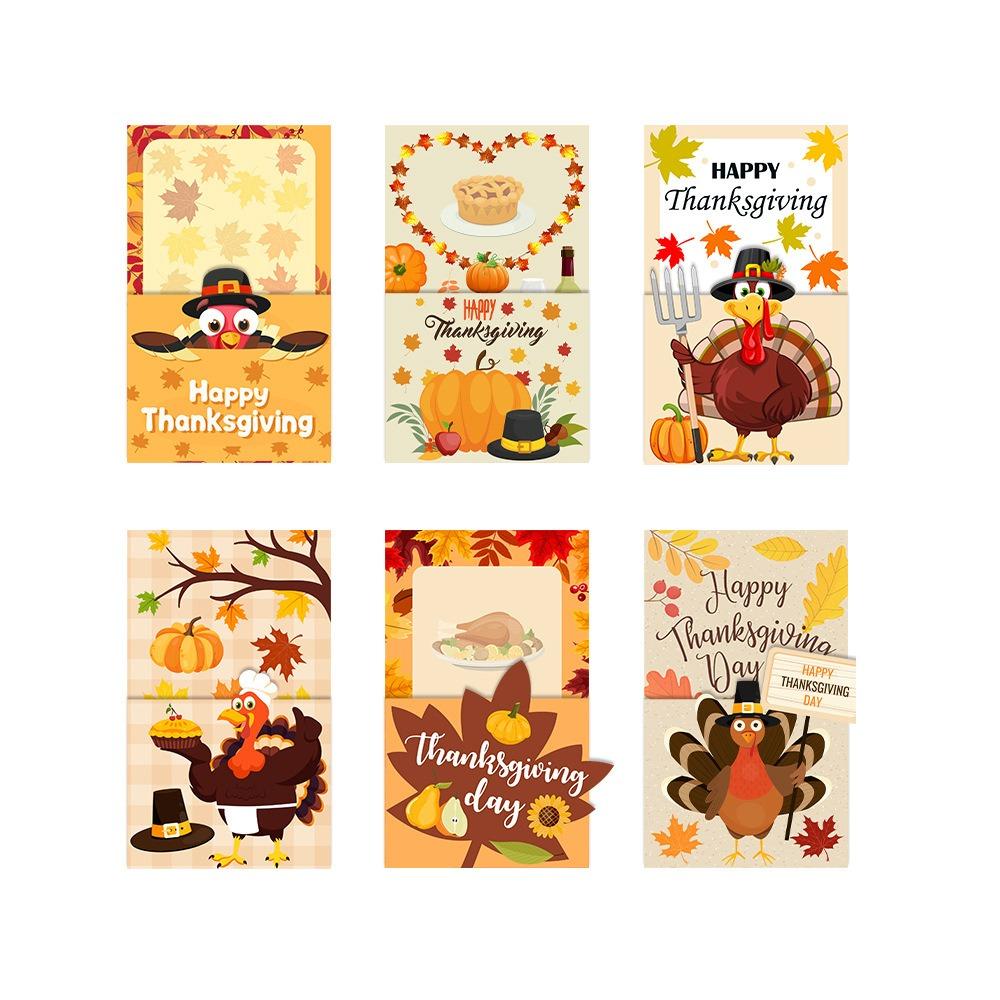 6pcs Turkey Maple Leaf Cutlery Storage Bags Autumn Theme Tableware Cover  Home Decor