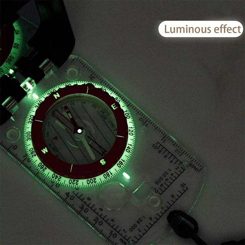 Adjustable Aiming Compass Mirror With Declination-Base Plate Navigation Orienteering Led Light Hiking Map Read Backpacking