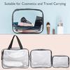 Bags, 3Packs Cosmetic Makeup Bags Set Waterproof Clear PVC w/ Zipper Handle Portable Travel Pouch