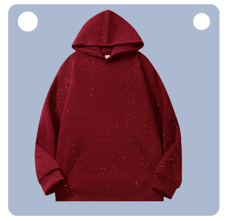 Winter starry sky is fashionable, shiny, slightly shoulder-falling hooded long-sleeved sweatshirt base shirt jacket