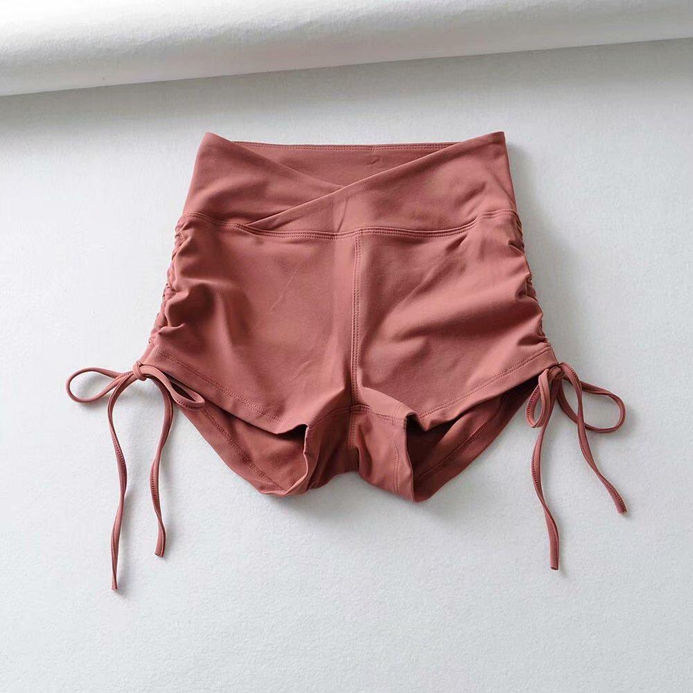 2023 Summer Women's Sexy Butt-Lifting Yoga Shorts with High Waist and Drawstring Tie