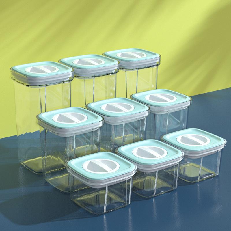 New Knob Sealing Tank Kitchen Transparent Dried Fruit Food Storage Tank Grain Storage Tank Square Sealing Box