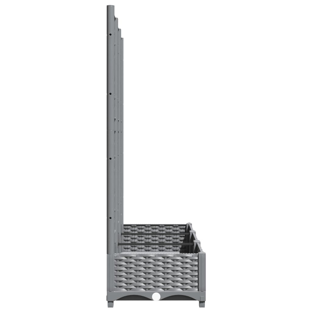 Vidaxl Garden Planter With Trellis, Light Grey, 120X40X121.5 Cm, Pp