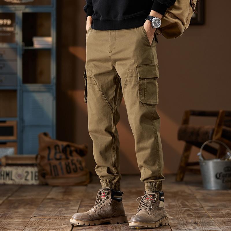 Fleece Overalls Men's Autumn and Winter Trendy Brand Loose Harlan Leggings American Retro Multi-pocket Casual Pants Thickened