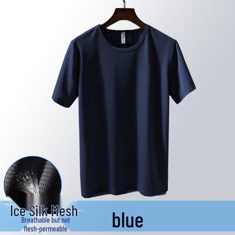 Men's Summer Ice Silk Mesh Quick Dry Short Sleeve T-Shirt - Breathable, Loose Fit, Plus Size Casual Sportswear
