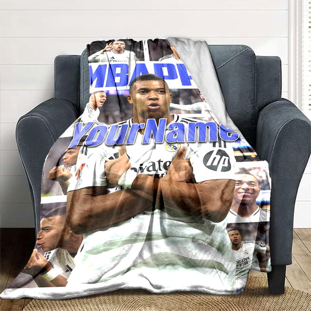 Mbappe Text Decke Geschenk Personalisierte Decke Warme Dekoration für Picknicks Bett Büro Sofa Vier Jahreszeiten Universell