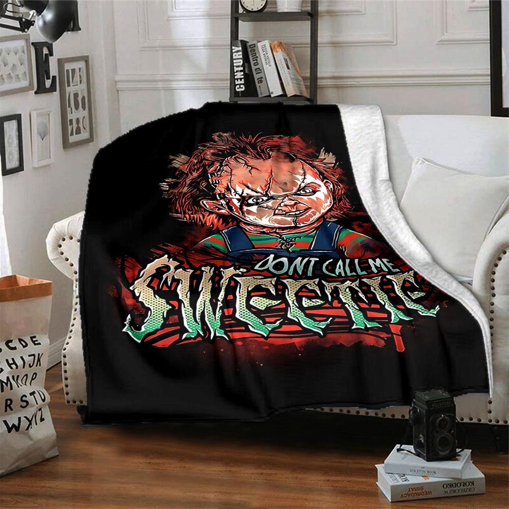 1pc Chucky Sweetie Throw Blanket Soft Flannel, Cozy All Season Polyester Perfect for Home, Office